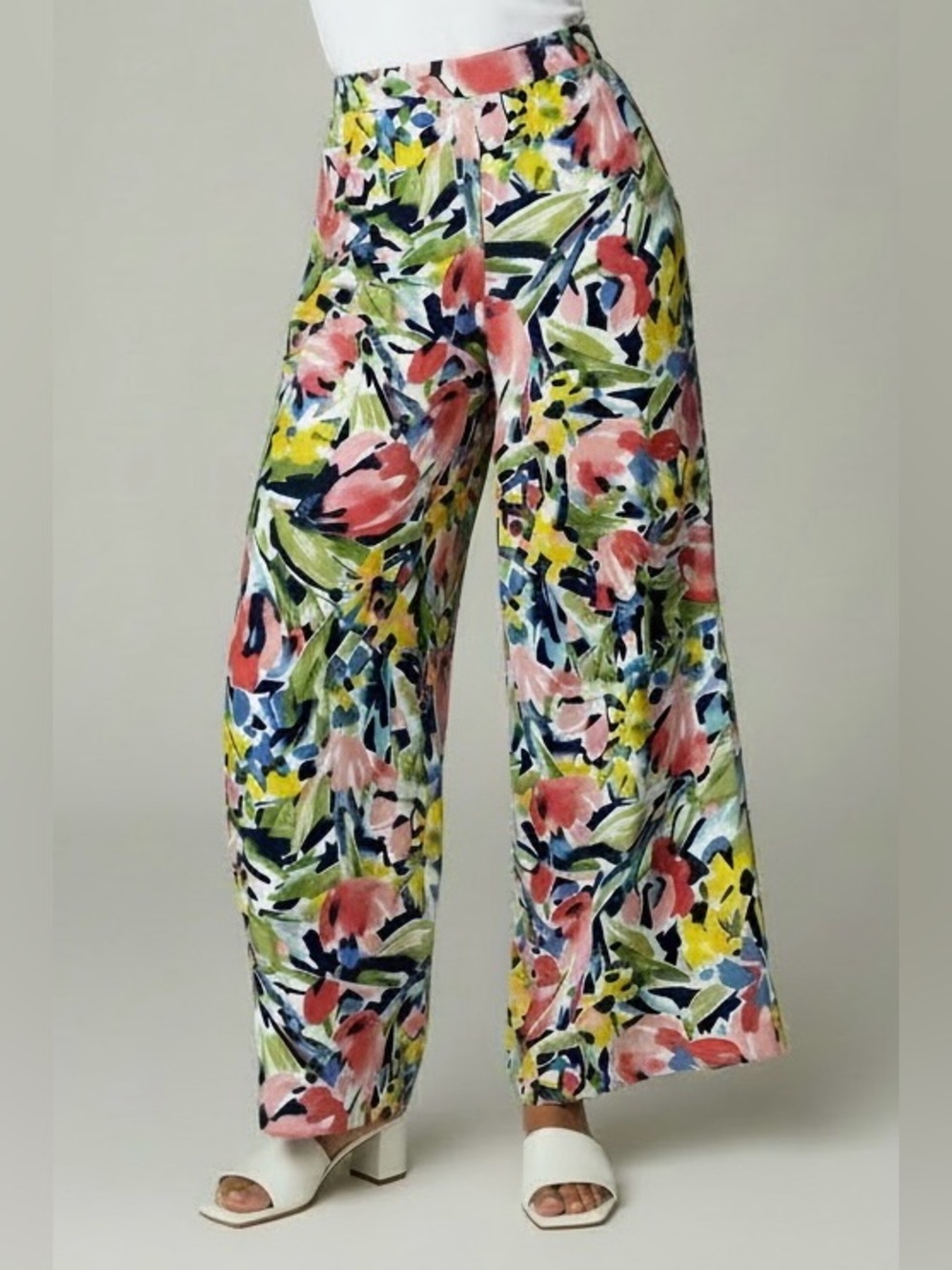 Endless Blu Multi-Color Floral Wide-Leg Pants Size M